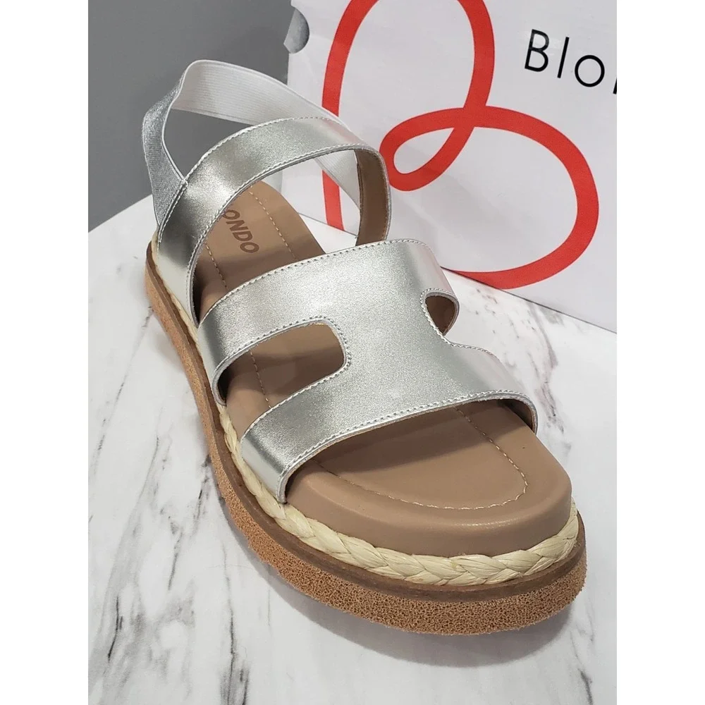 NEW Blondo Frankee Platform Sandals, Silver Platinum Metallic Size 10 Espadrille